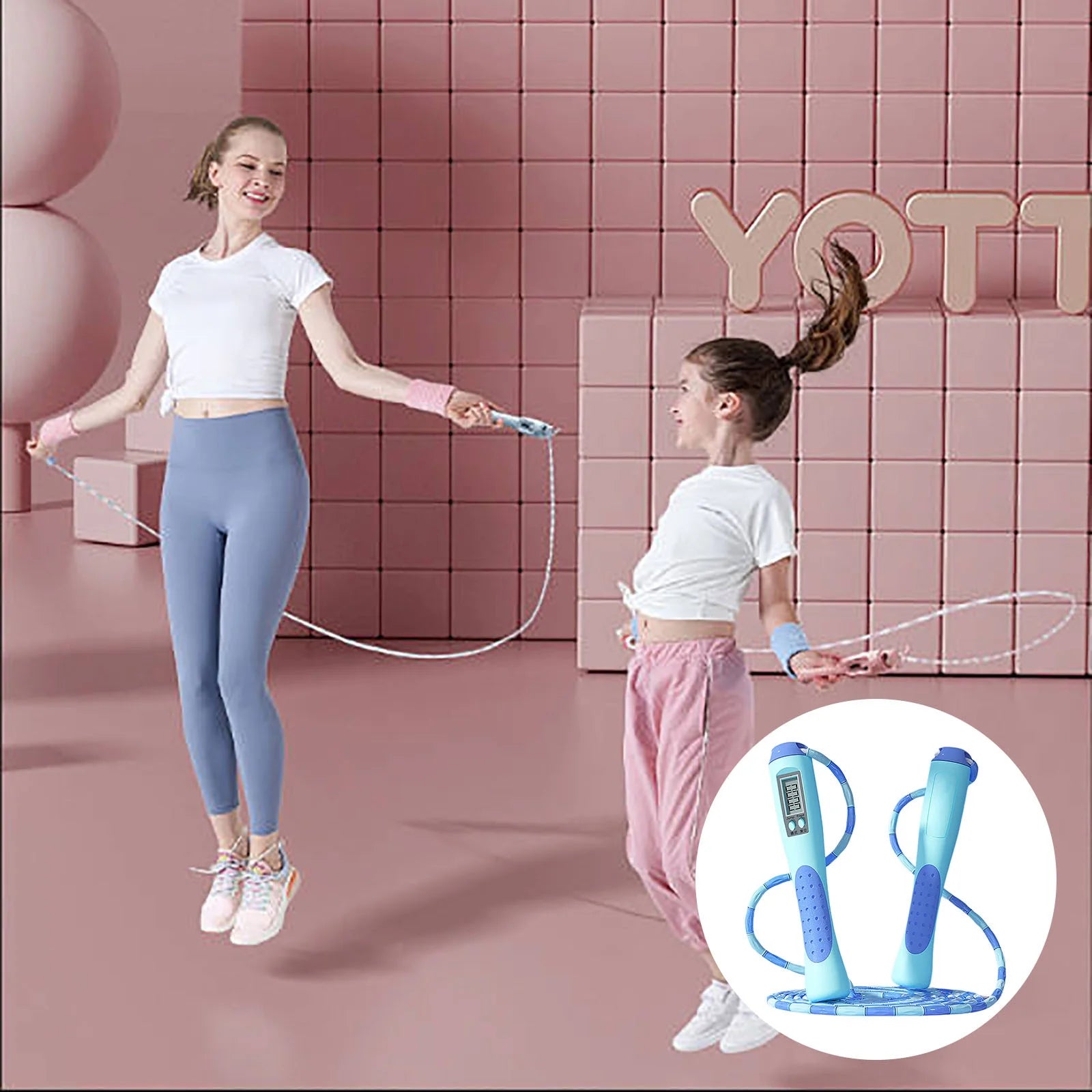 Counting Jump Rope with Digital Counter and Timer Smart Skipping Rope with LED Display Workout Jump Rope Adjustable for Fitness Home Gym Exercise Cardio Burn Calories Durable Lightweight
